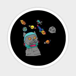 Space Cat Astronaut with Galaxy Magnet